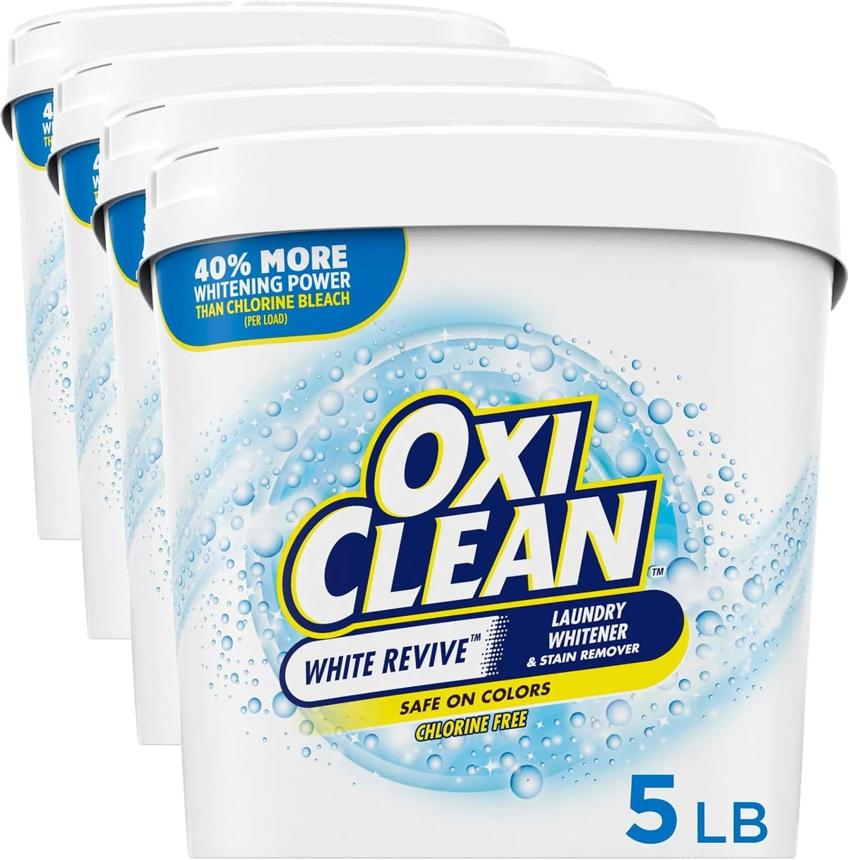 OxiClean White Revive Laundry Whitener and Stain Remover Powder, 5 lb, 80 Ounce (Pack of 4) Main image