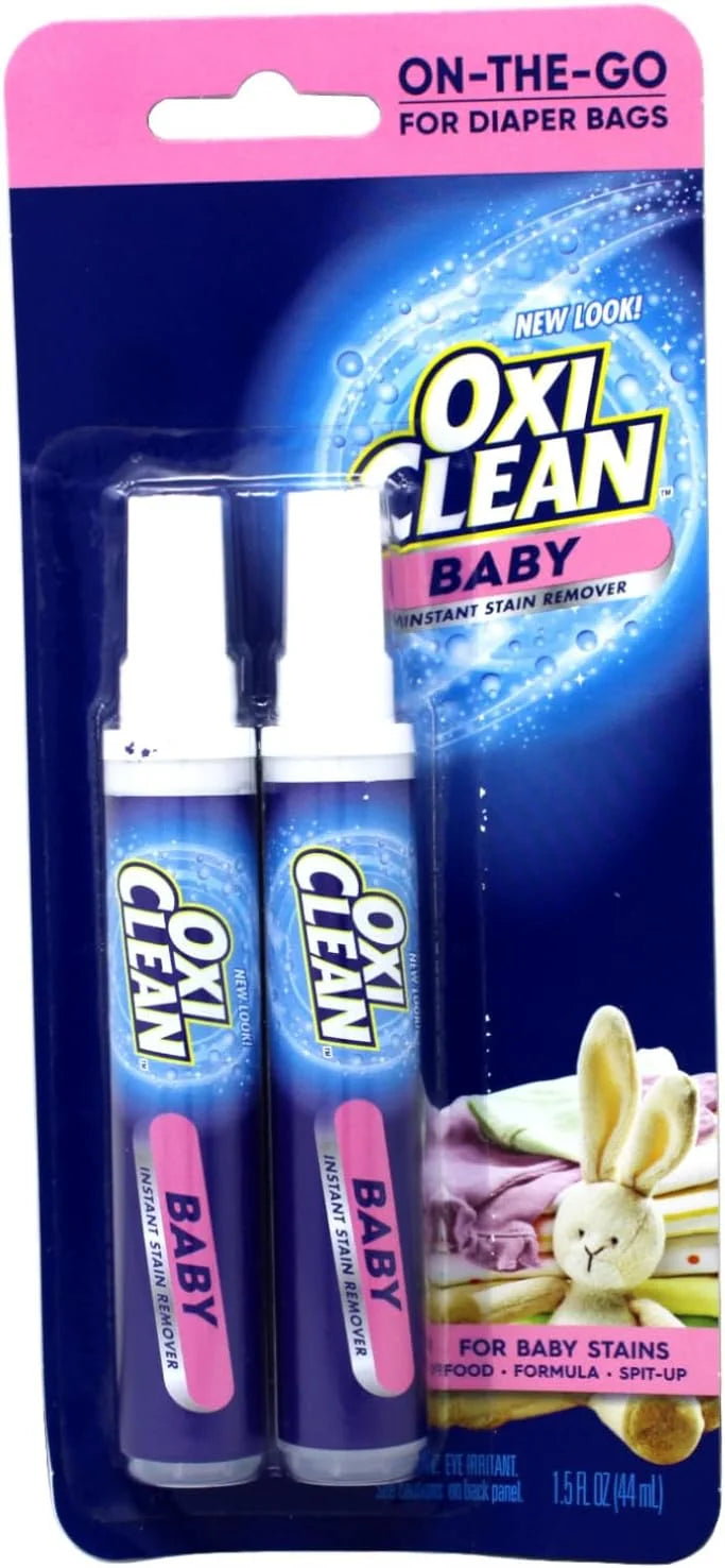 OxiClean Baby Instant Stain Remover Pen Twin Pack, 0.75 oz Each, On-the-Go for Diaper Bags, Gentle Formula for Baby Clothes, Food Formula and Spit-Up Stains, Travel-Friendly Main image