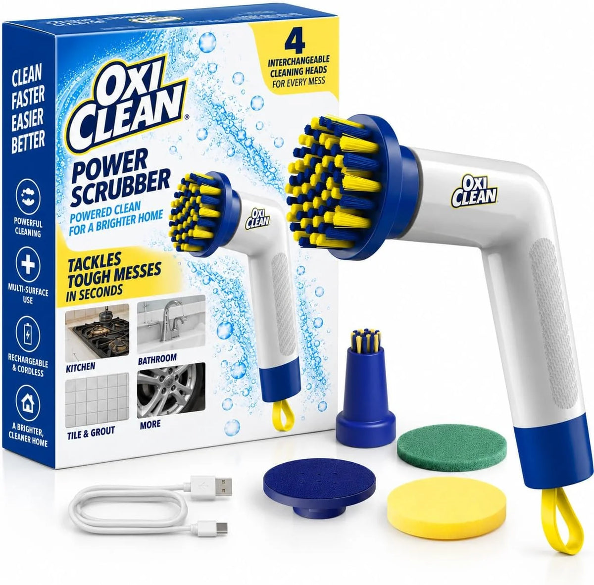 OxiClean Handheld Electric Scrubber - Replaceable Brush Heads, Waterproof Main image