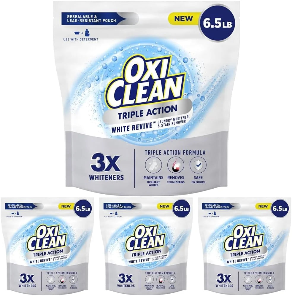 OxiClean Triple Action White Revive Laundry Whitener Powder, 6.5 lbs