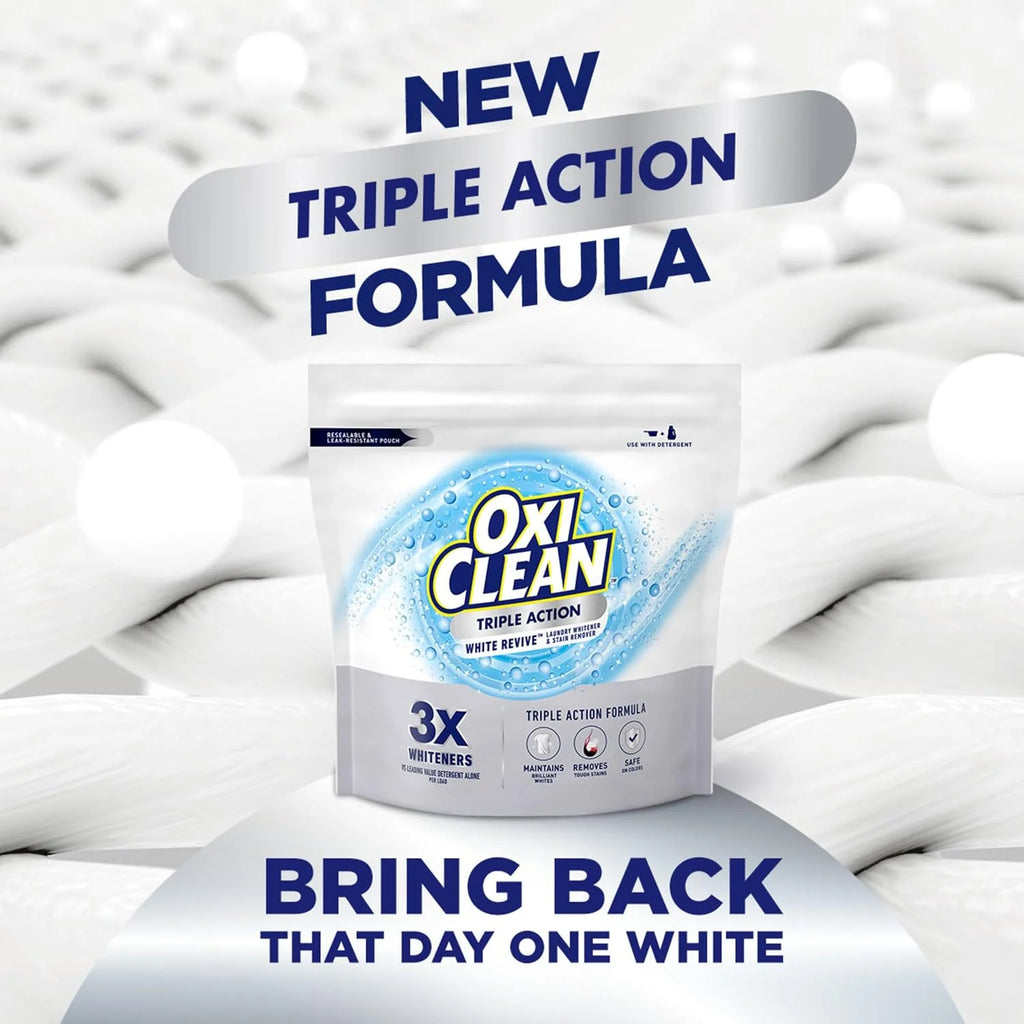 OxiClean Triple Action White Revive Laundry Whitener Powder, 6.5 lbs