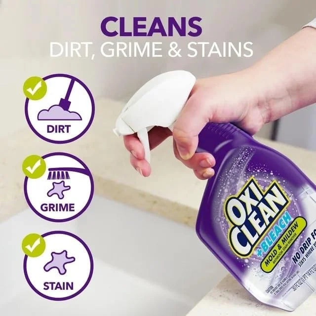 OxiClean plus Bleach, No Drip Foam, Mold & Mildew Bathroom Stain Remover 30 oz. (Pack of 4)