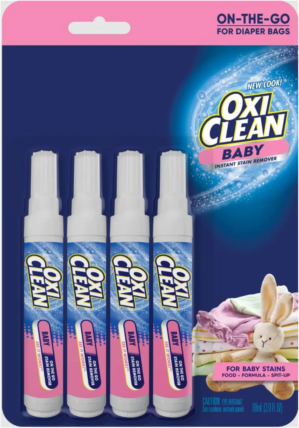 OxiClean Baby Instant Stain Remover Pen Twin Pack, 0.75 oz Each, On-the-Go for Diaper Bags, Gentle Formula for Baby Clothes, Food Formula and Spit-Up Stains, Travel-Friendly