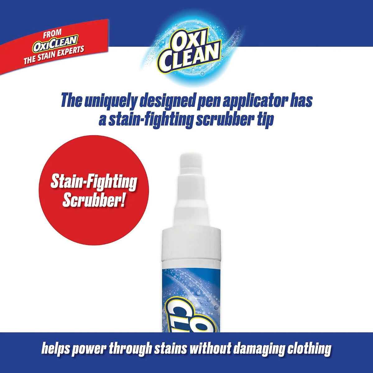 OxiClean On The Go Stain Remover Pen for Clothes, Portable Instant Stain Remover Stick with Scrubber Tip, Travel-Friendly Pen for Clothes Laundry, for Food Drink Cosmetics, 6 Count