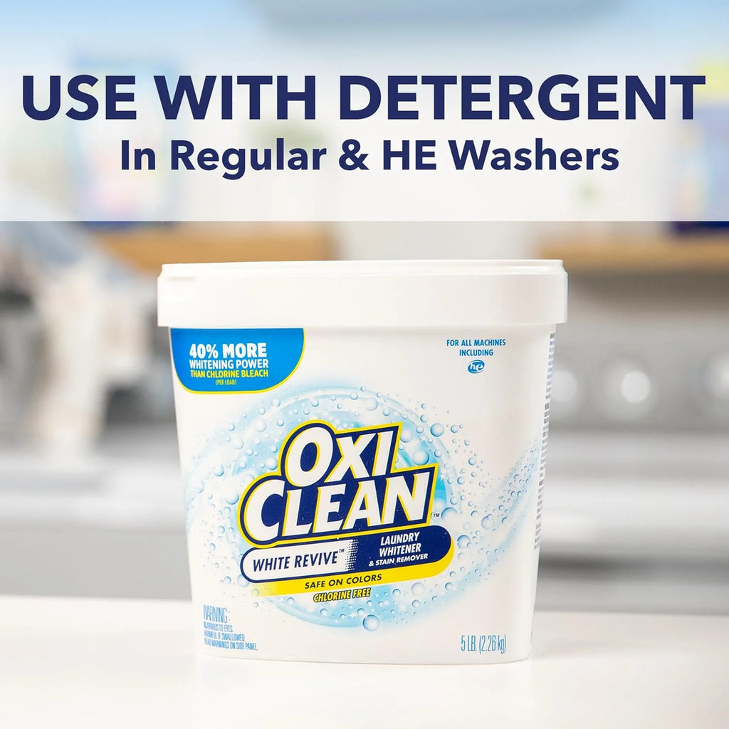 OxiClean White Revive Laundry Whitener and Stain Remover Powder, 5 lb, 80 Ounce (Pack of 4)