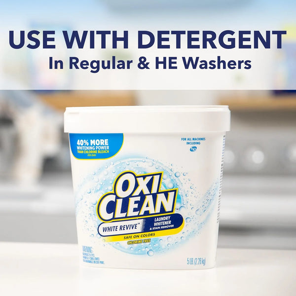 OxiClean White Revive Laundry Whitener and Stain Remover Powder, 5 lb, 80 Ounce (Pack of 4)