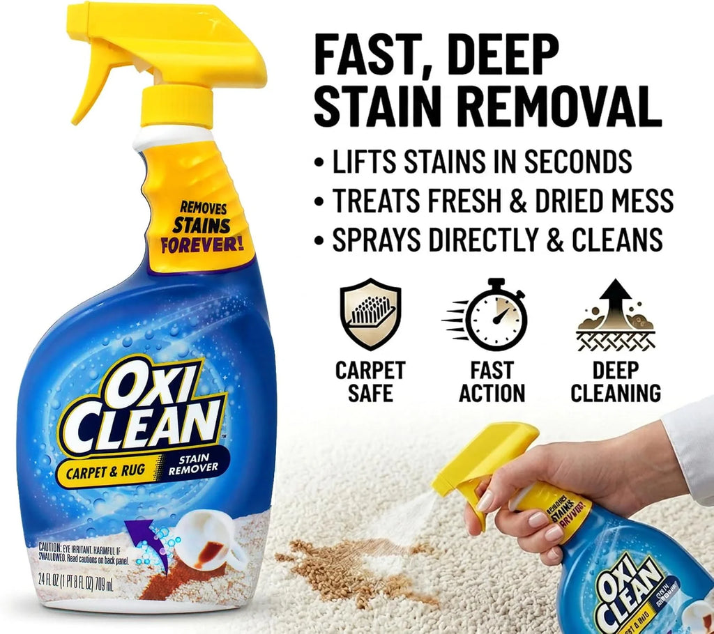 OxiClean Carpet and Area Rug Stain Remover Spray, 24 Ounce 2 Pack