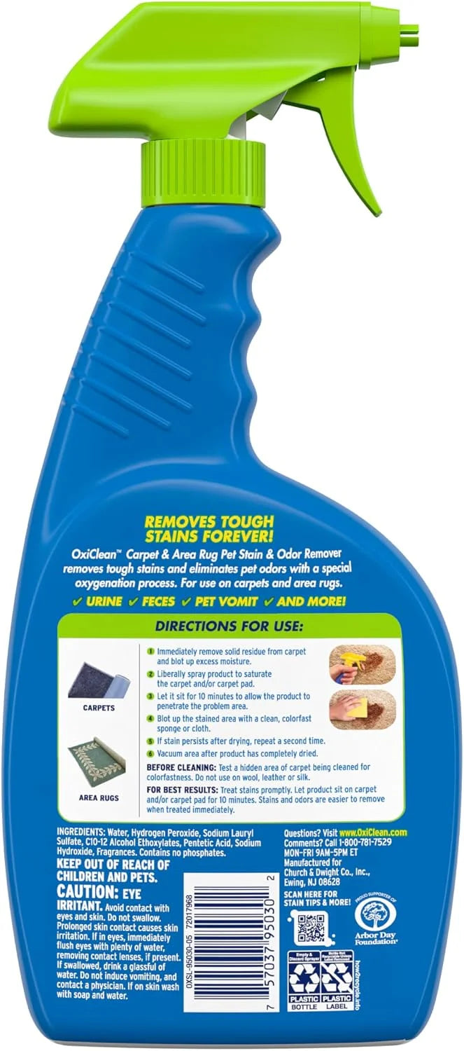 OxiClean Carpet & Rug Pet Stain & Odor Remover Spray, 24 fl oz (Pack of 2)