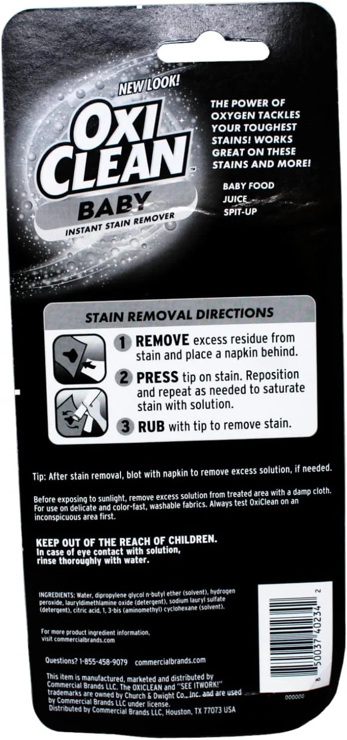 OxiClean Baby Instant Stain Remover Pen Twin Pack, 0.75 oz Each, On-the-Go for Diaper Bags, Gentle Formula for Baby Clothes, Food Formula and Spit-Up Stains, Travel-Friendly Secondary image