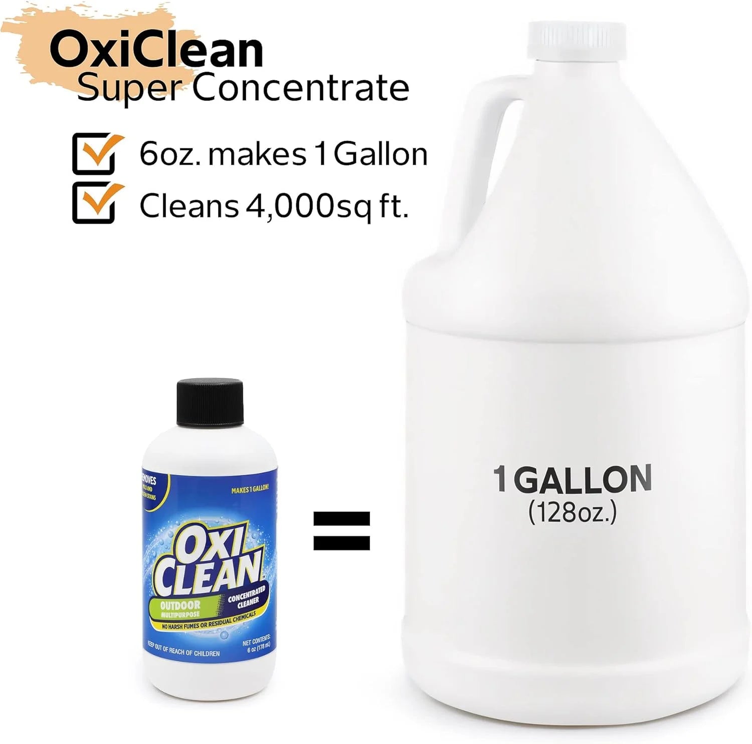 OxiClean - Outdoor Multipurpose Super Concentrated Cleaner - Makes 1 Gallon - Stain Remover - Driveway Cleaner for Concrete - Degreaser for Cement, Brick, Vinyl, and Patio Furniture (6oz = 1 Gallon) Secondary image