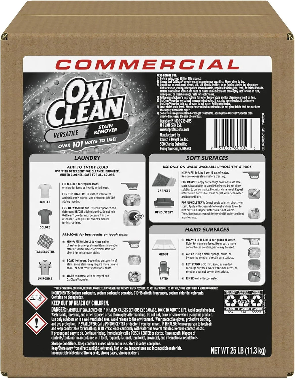 OxiClean Versatile Stain Remover Professional, 7.22 LB Box (Pack of 4) 156 Loads