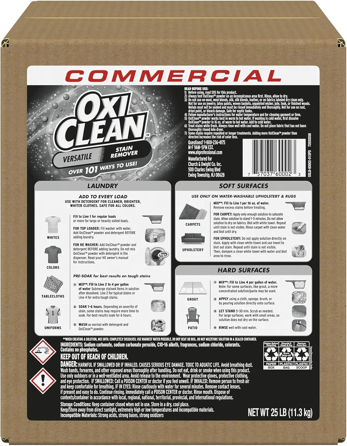 OxiClean Versatile Stain Remover Professional, 7.22 LB Box (Pack of 4) 156 Loads