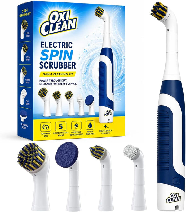 OxiClean Handheld Electric Scrubber - Replaceable Brush Heads, Waterproof