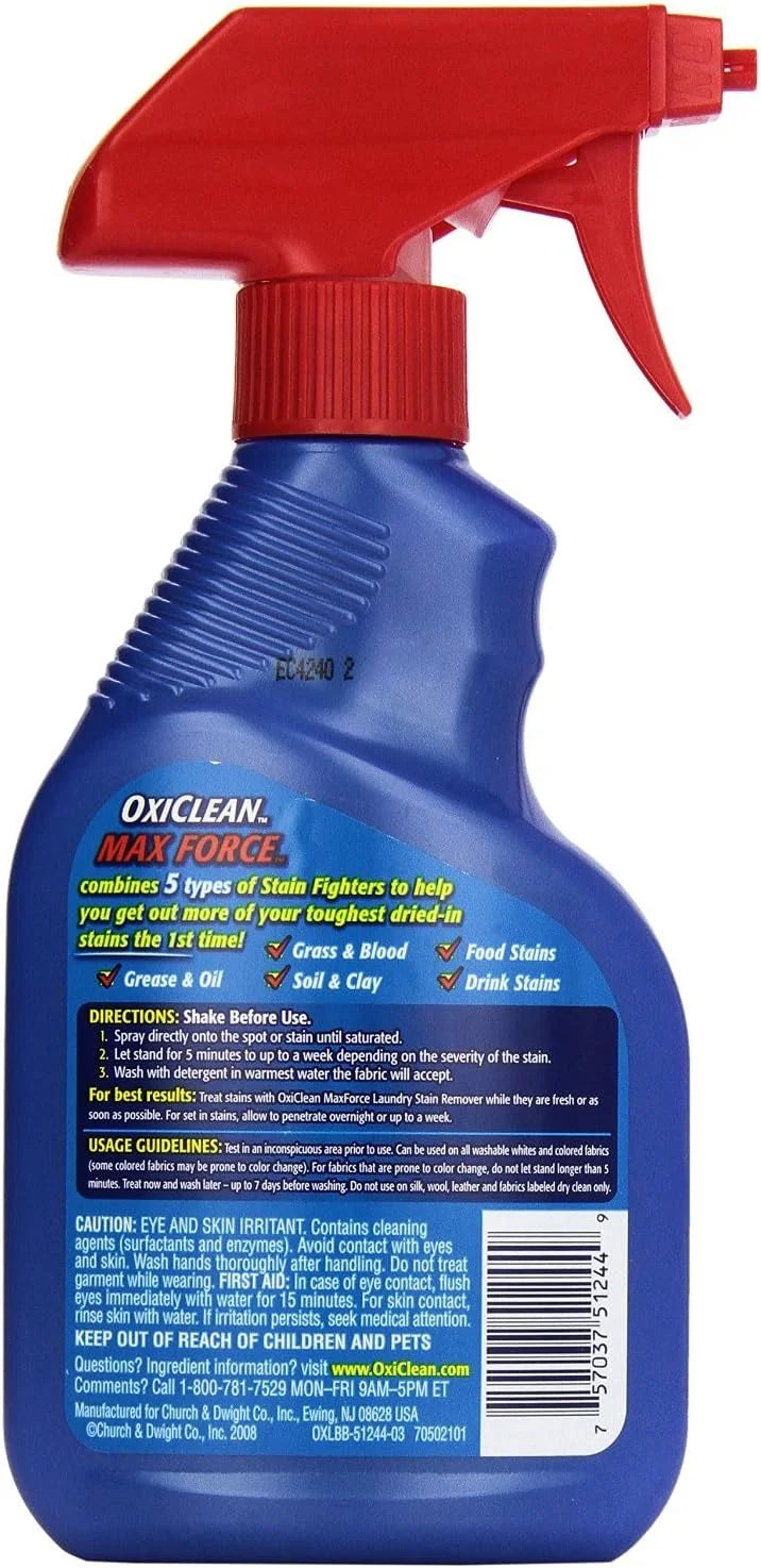 OxiClean Max Force Laundry Stain Remover Spray 12 Ounce (Pack of 3)