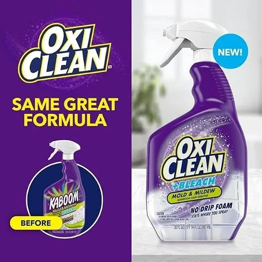 OxiClean plus Bleach, No Drip Foam, Mold & Mildew Bathroom Stain Remover 30 fl oz. 2 Pack