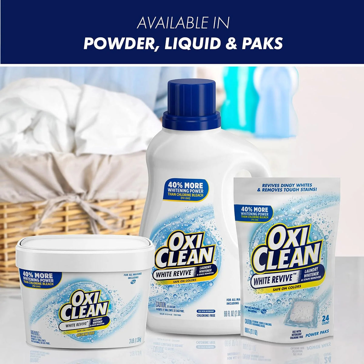OxiClean White Revive Laundry Whitener + Stain Remover, 3 lbs