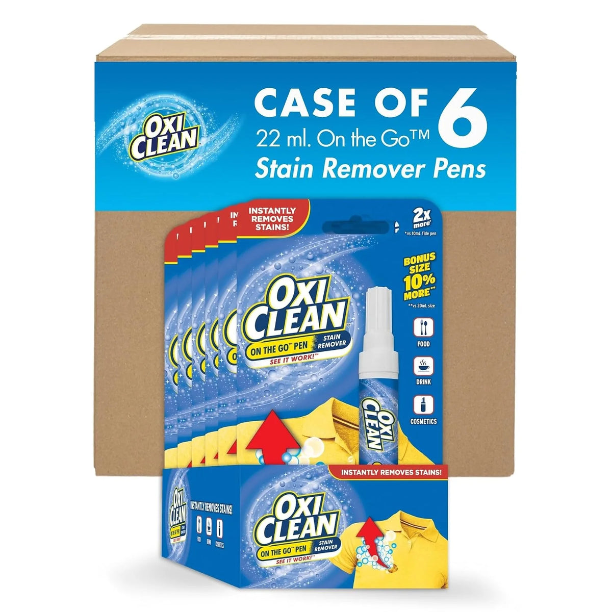 OxiClean On The Go Pen Stain Remover, in Laundry Stain Remover for Clothing and Fabric, Bulk 6/ 22m case Main image
