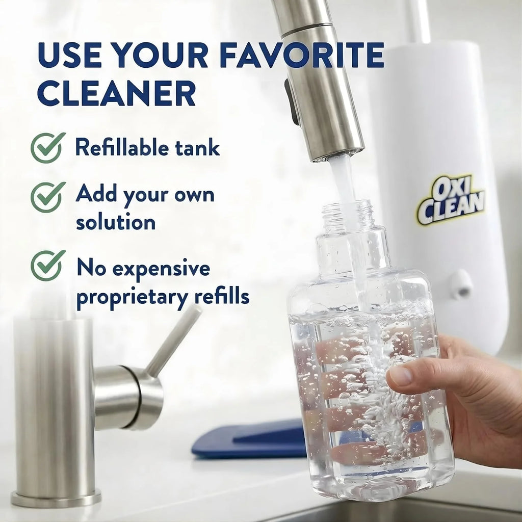 OxiClean Electric Spray Mop - Cordless, Refillable Tank, 2 Reusable Pads