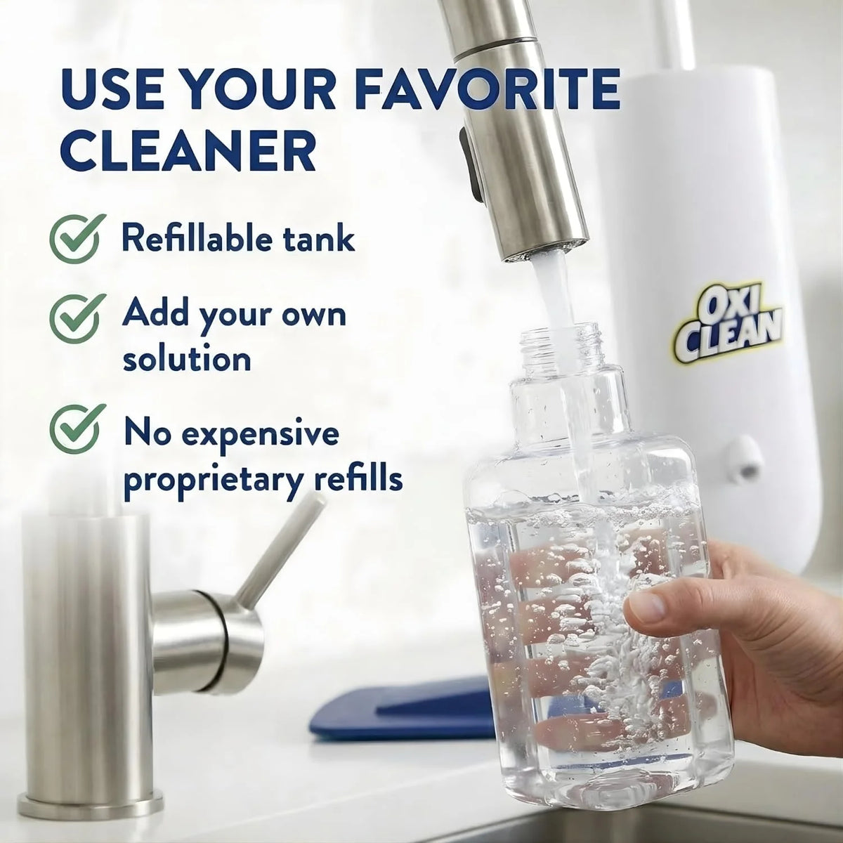 OxiClean Electric Spray Mop - Cordless, Refillable Tank, 2 Reusable Pads