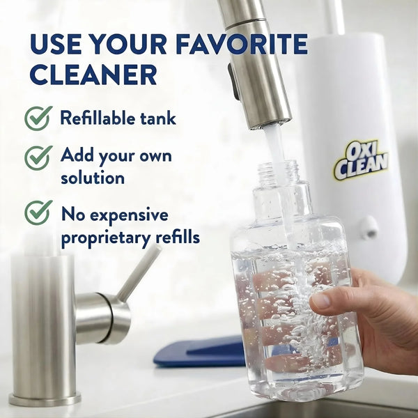 OxiClean Electric Spray Mop - Cordless, Refillable Tank, 2 Reusable Pads