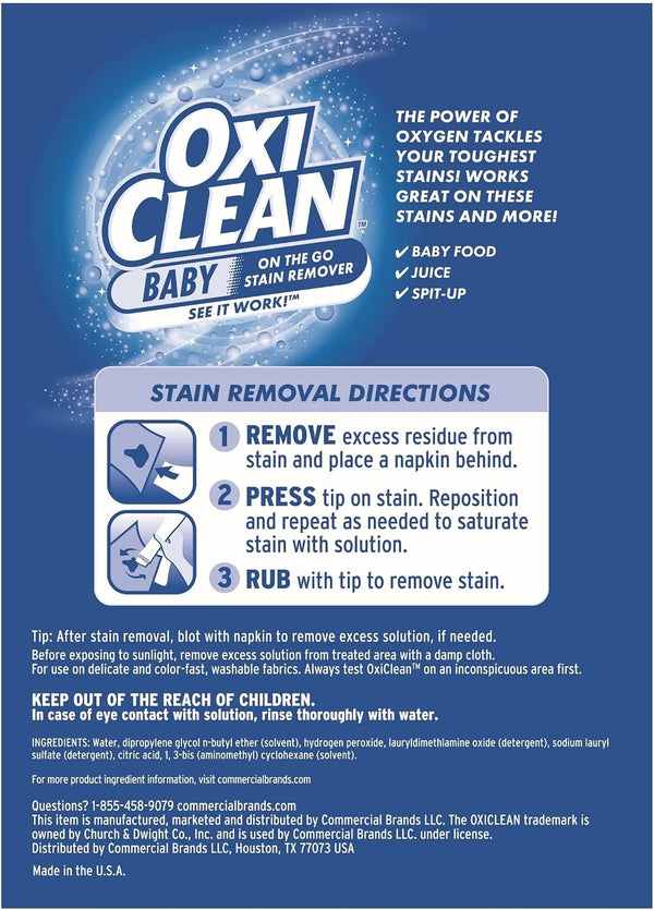 OxiClean Baby Stain Remover 3 lb & 2 Instant Stain Remover Pens Kit
