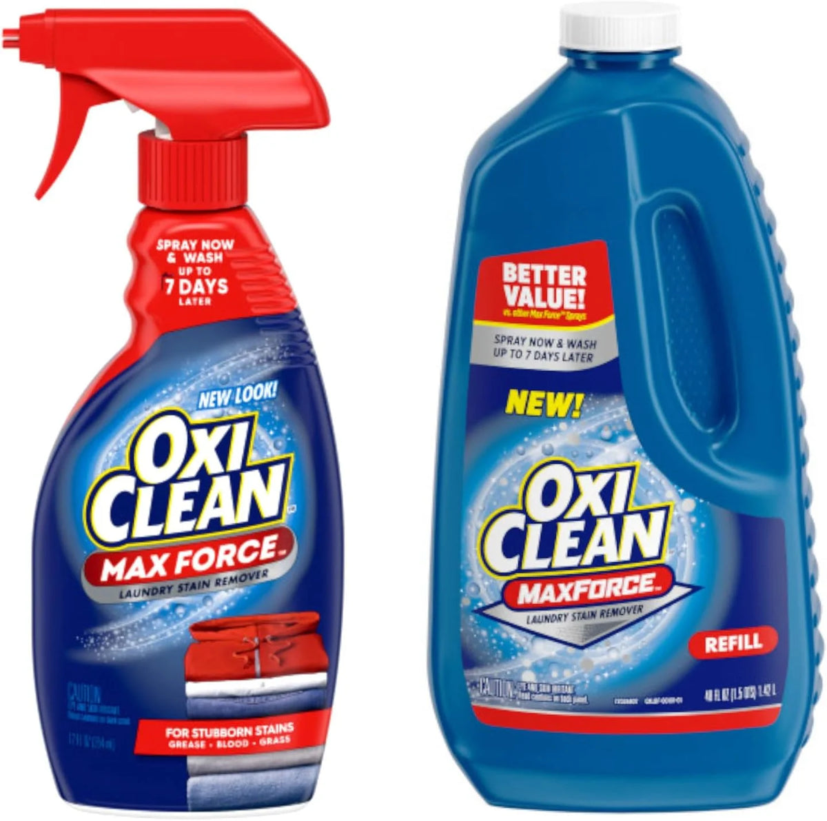 OxiClean Max Force Laundry Stain Remover Spray, 12 fl oz + 48 Fl Oz Refill Bottle Kit 60 Fl Oz Total Main image