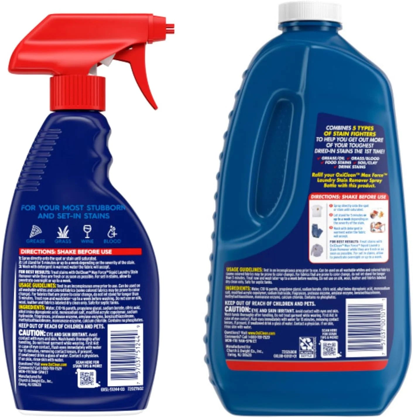 OxiClean Max Force Laundry Stain Remover Spray, 12 fl oz + 48 Fl Oz Refill Bottle Kit 60 Fl Oz Total Secondary image