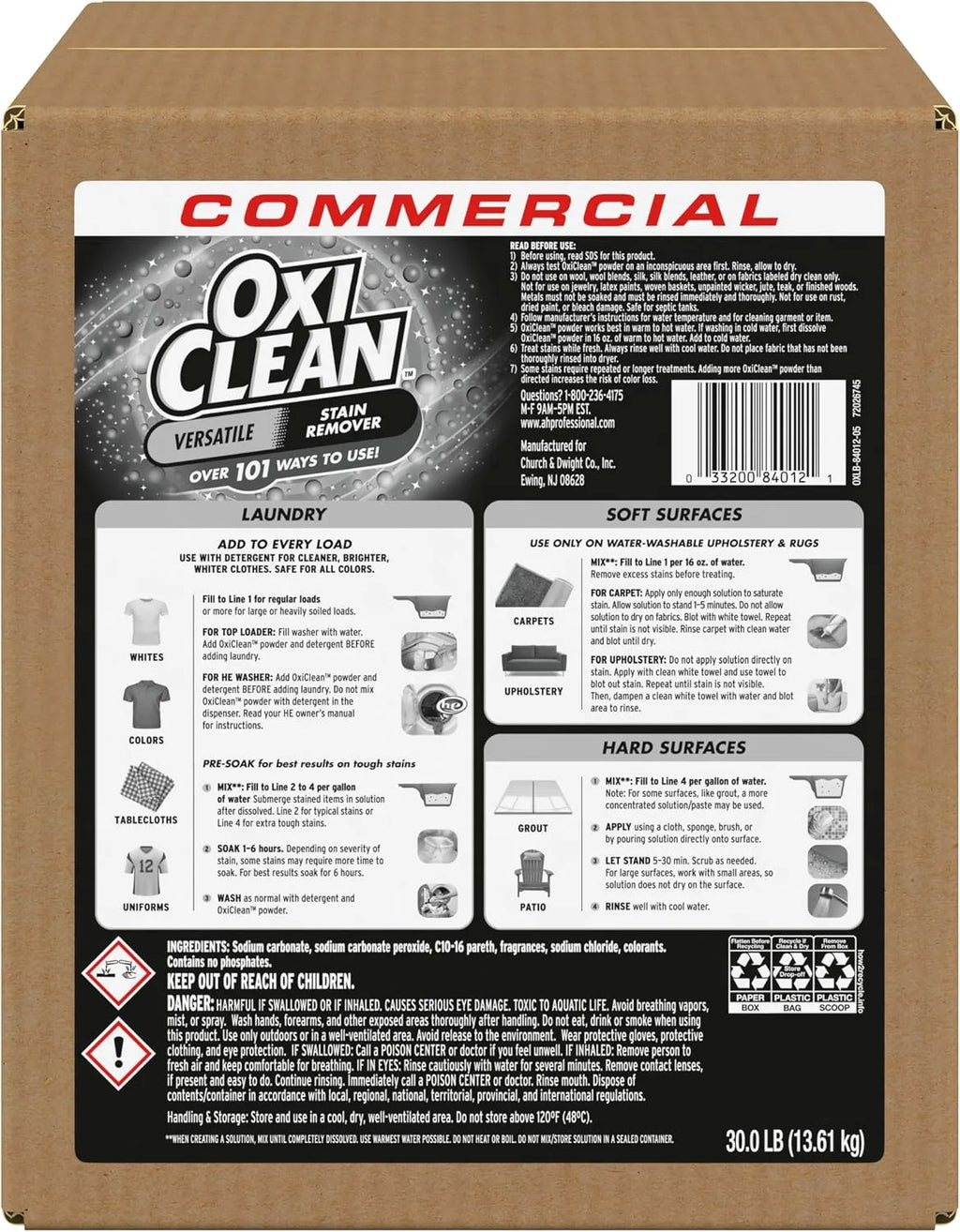 OxiClean Versatile Stain Remover Professional, 7.22 LB Box (Pack of 4) 156 Loads