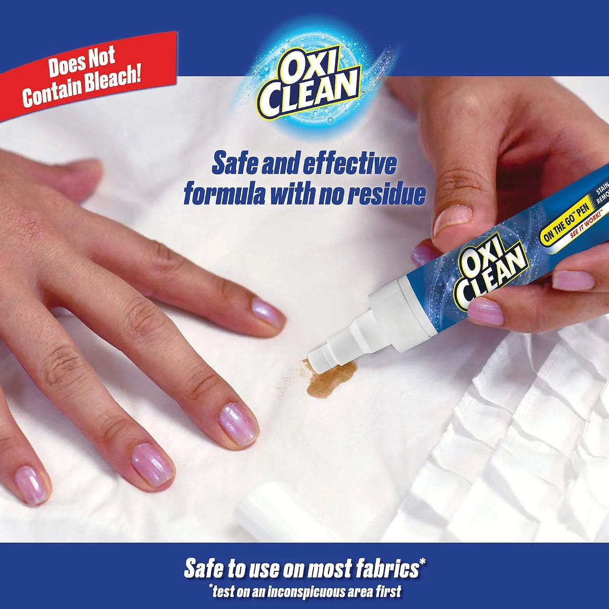 OxiClean On The Go Stain Remover Pen for Clothes, Portable Instant Stain Remover Stick with Scrubber Tip, Travel-Friendly Pen for Clothes Laundry, for Food Drink Cosmetics, 6 Count
