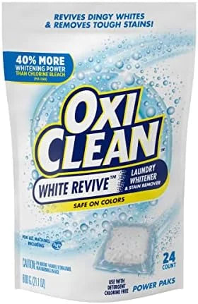 OxiClean White Revive Laundry Whitener & Stain Remover, Safe on Colors, Power Pack, Use with Detergent, Chlorine Free, 24 Pods (Pack of 3) Secondary image