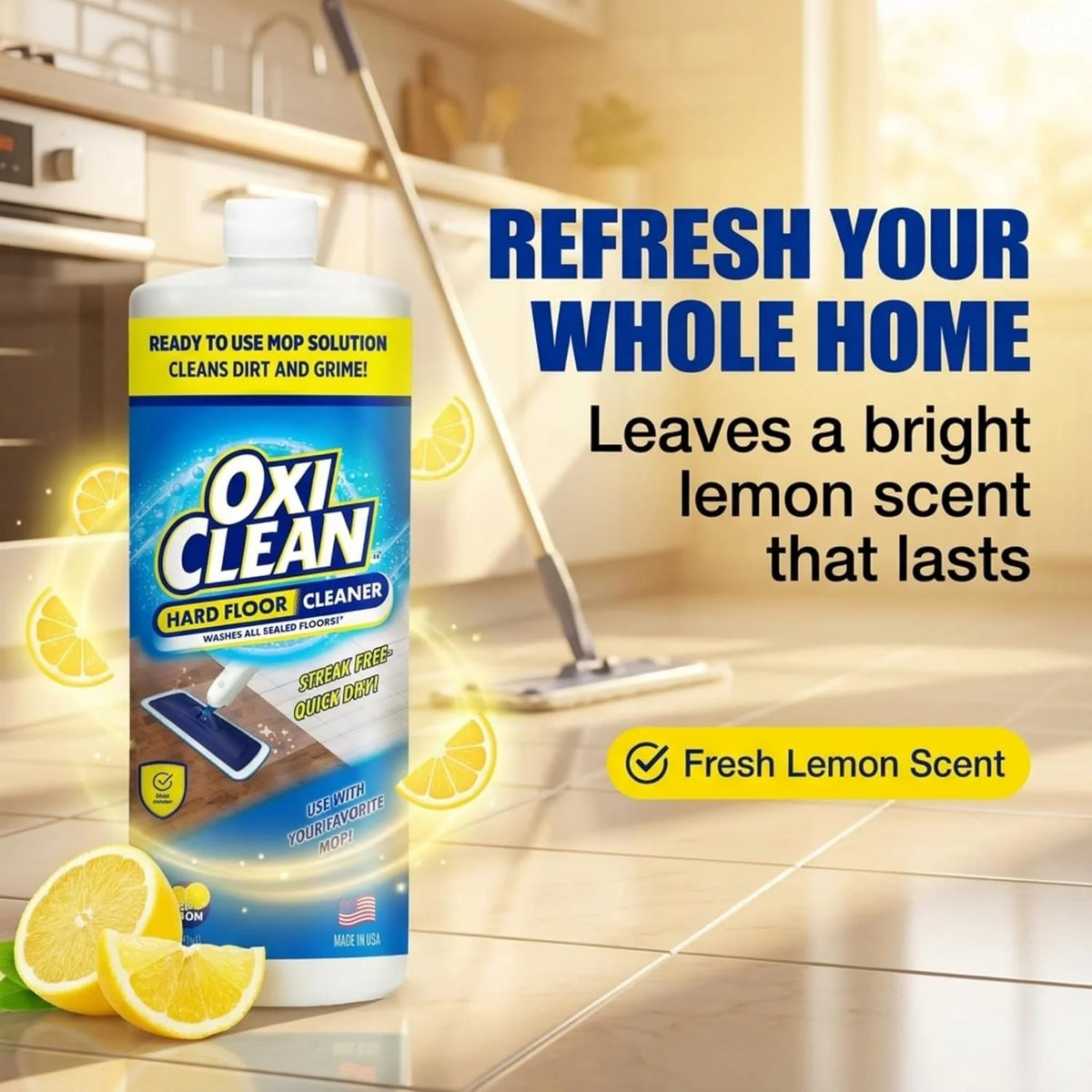 OxiClean Hard Floor Cleaner for Mopping - Ready to Use Mop Solultion, 32 oz