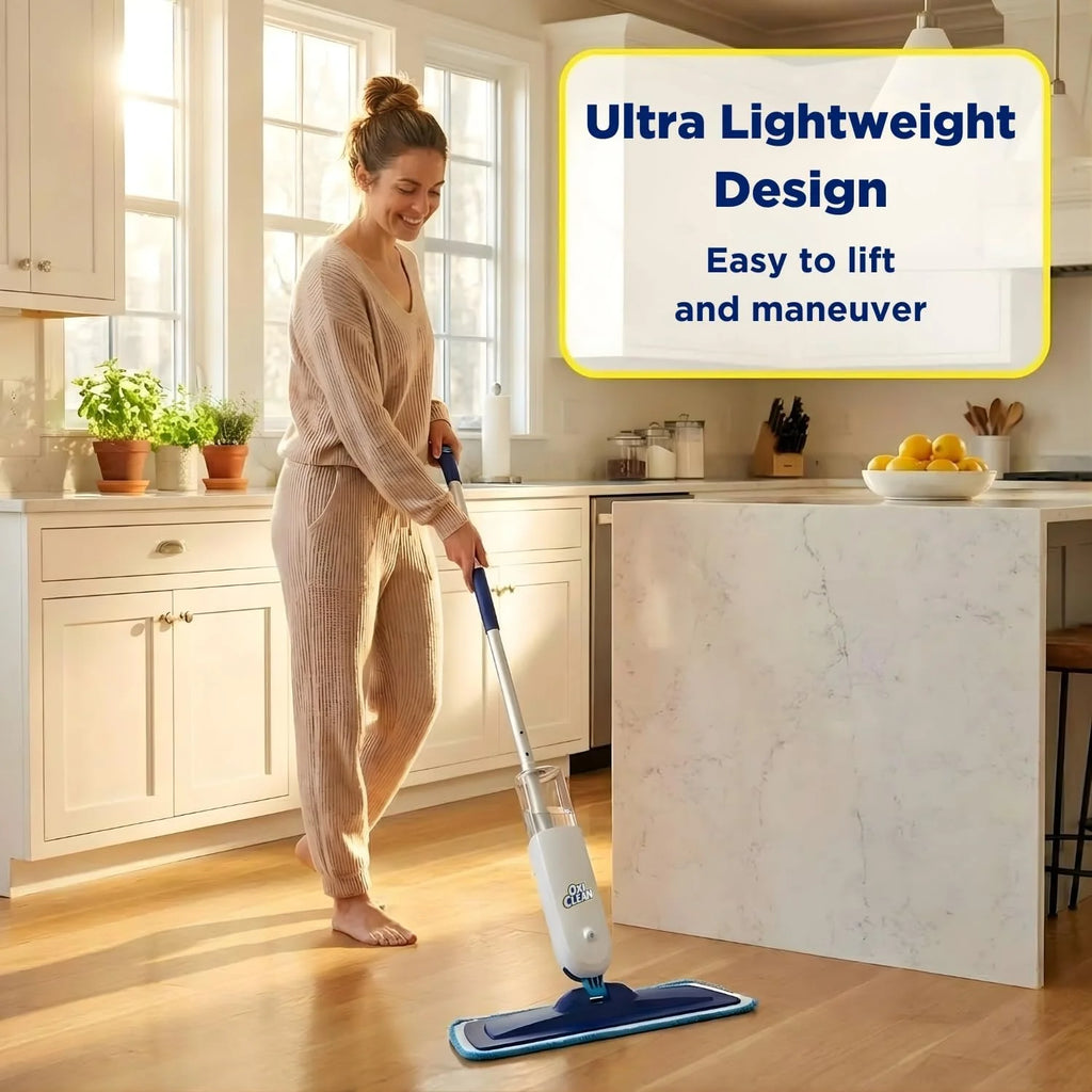 OxiClean Electric Spray Mop - Cordless, Refillable Tank, 2 Reusable Pads