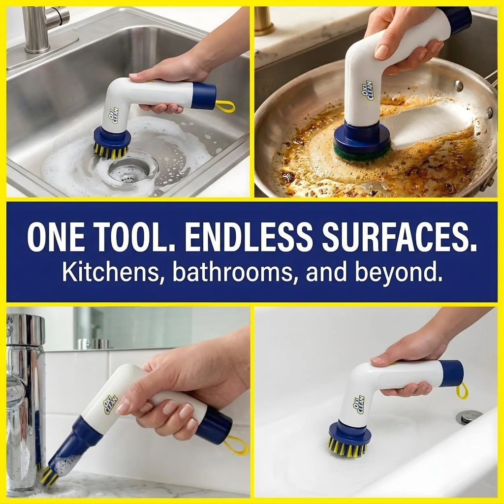 OxiClean Handheld Electric Scrubber - Replaceable Brush Heads, Waterproof